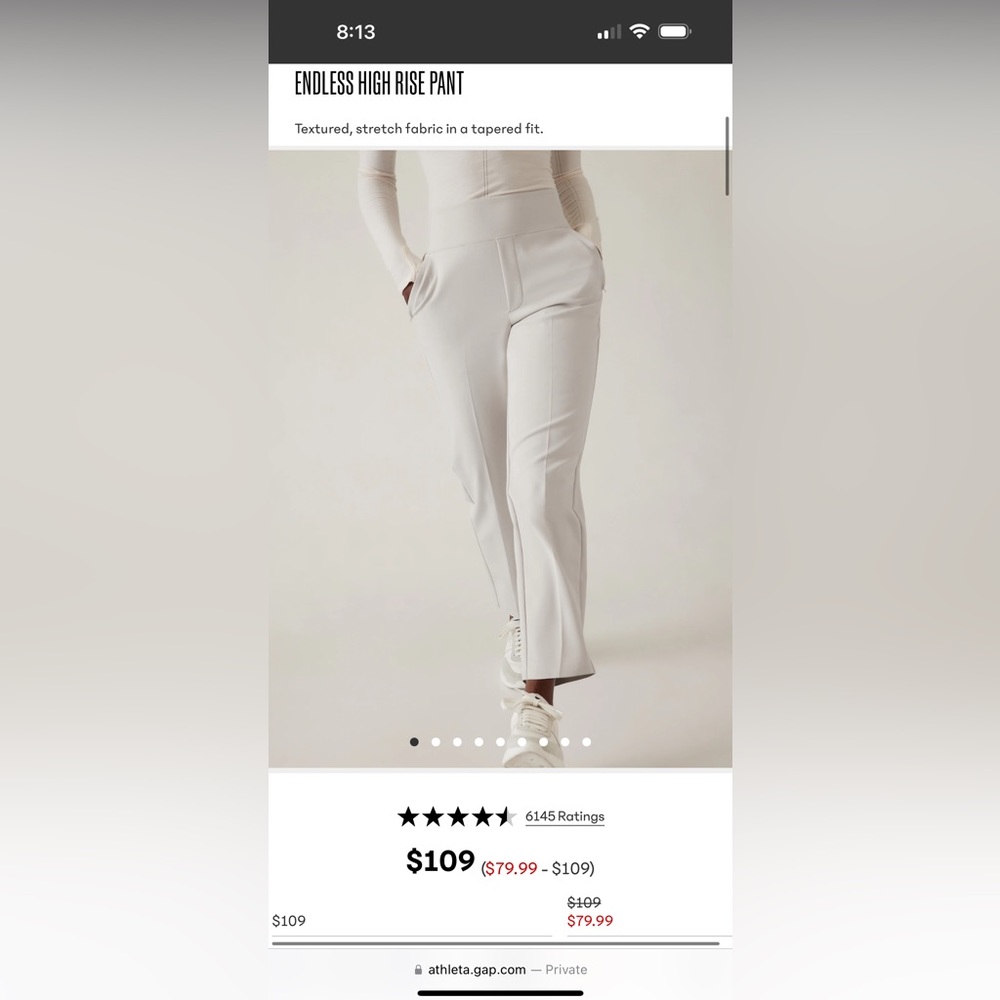Athleta High Rise Pant Size 4- Abalone Grey